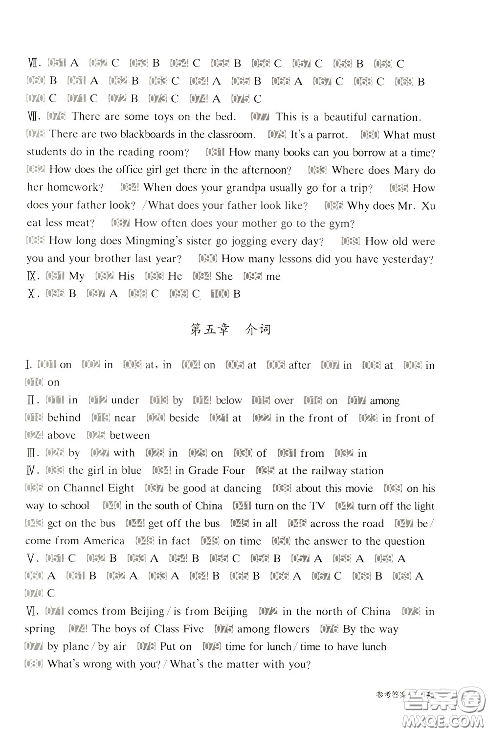 2020修訂版百題大過關(guān)小升初英語語言知識運(yùn)用百題參考答案