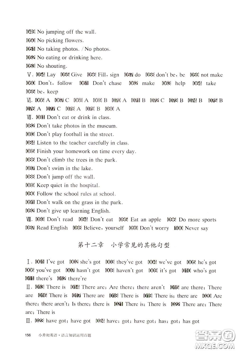 2020修訂版百題大過關(guān)小升初英語語言知識運(yùn)用百題參考答案
