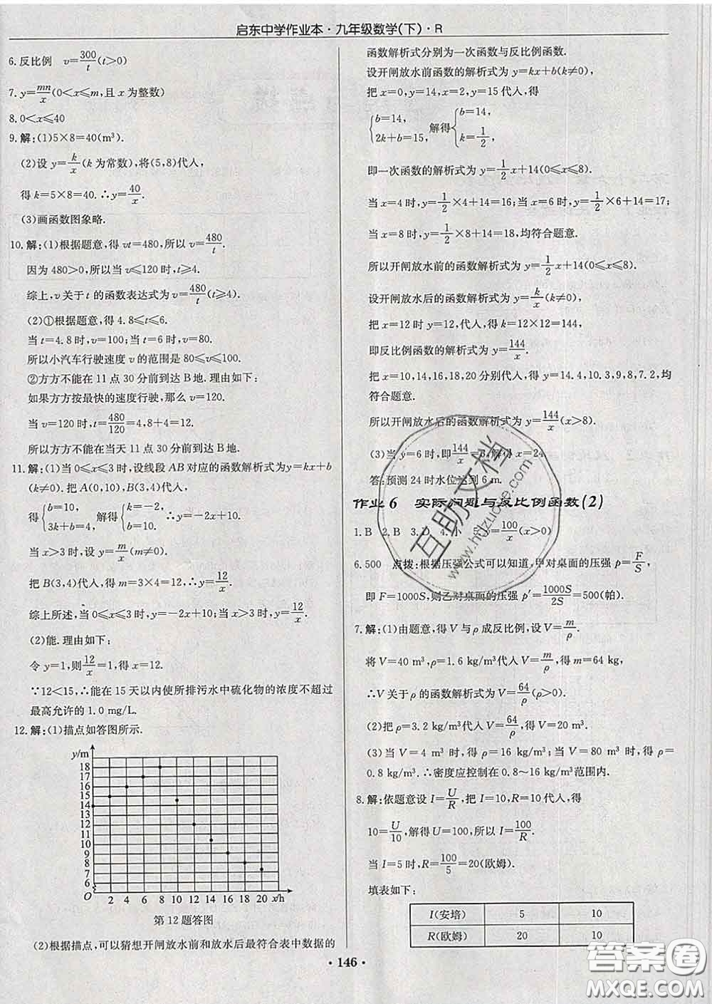 龍門書局2020新版啟東中學(xué)作業(yè)本九年級數(shù)學(xué)下冊人教版答案