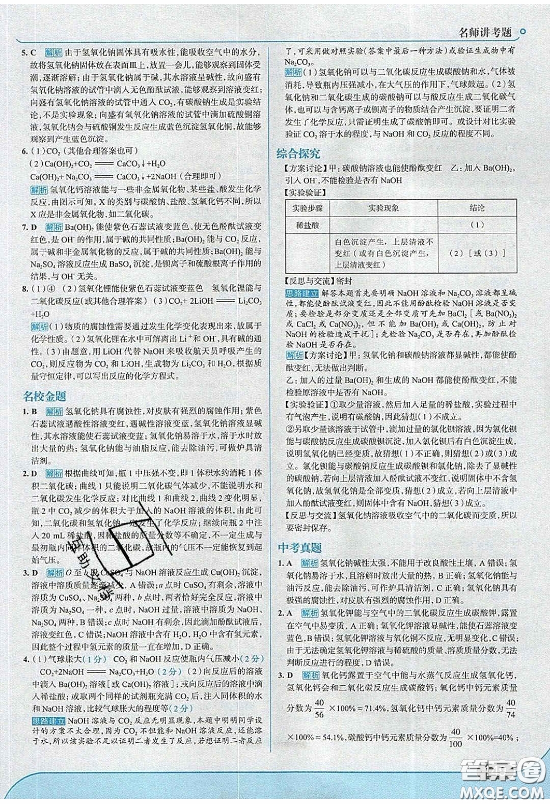 2020春走進(jìn)中考考場九年級下冊化學(xué)魯教版答案