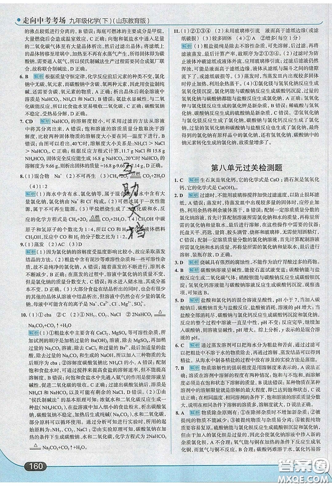 2020春走進(jìn)中考考場九年級下冊化學(xué)魯教版答案