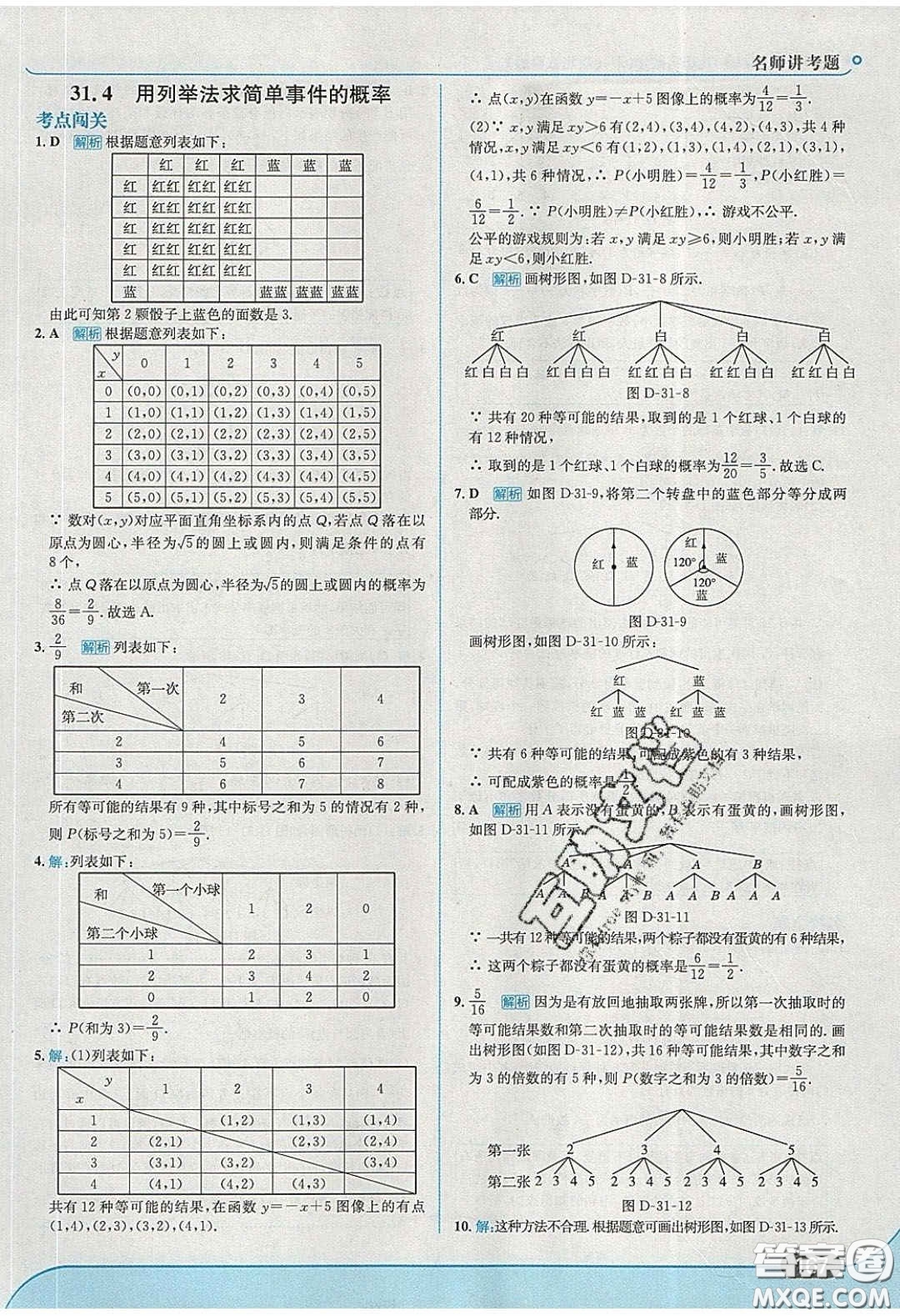 2020春走進中考考場九年級數(shù)學下冊冀教版答案