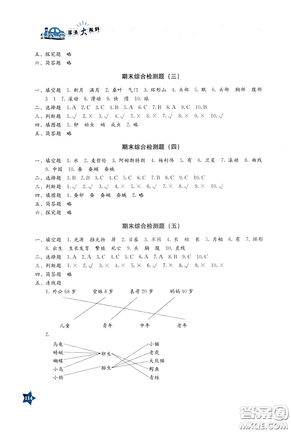 湖南教育出版社2020年學法大視野科學三年級下冊教科版參考答案