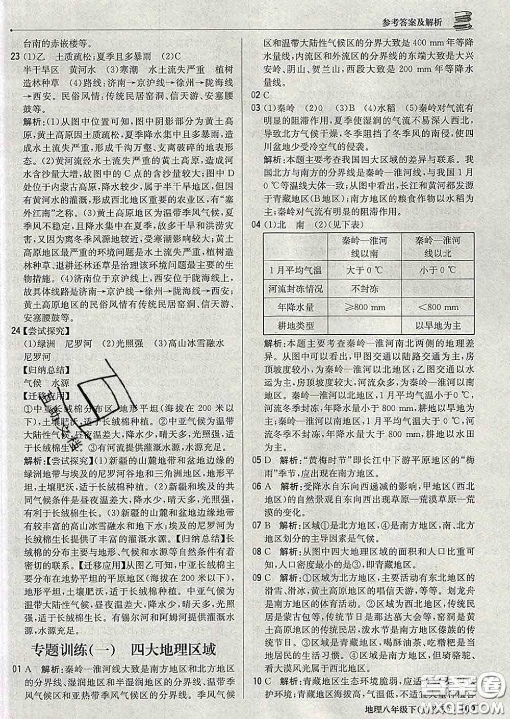 2020新版1加1輕巧奪冠優(yōu)化訓(xùn)練八年級地理下冊湘教版答案