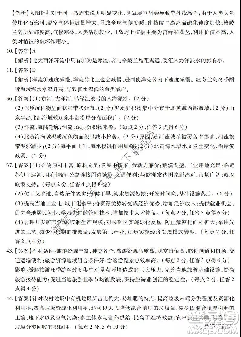 2020年名校學術(shù)聯(lián)盟高考模擬信息卷押題卷四地理答案