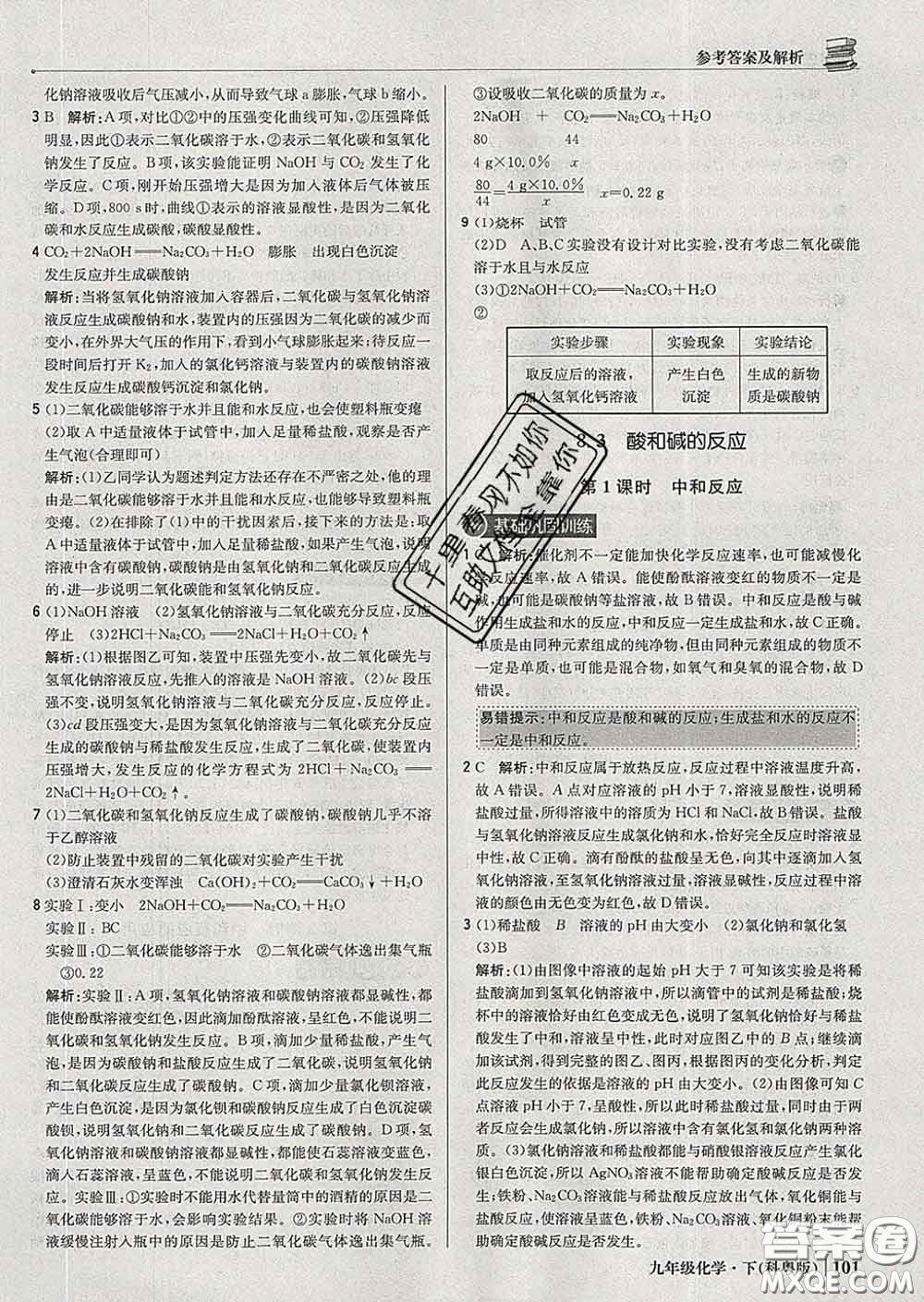 2020新版1加1輕巧奪冠優(yōu)化訓(xùn)練九年級(jí)化學(xué)下冊(cè)科粵版答案