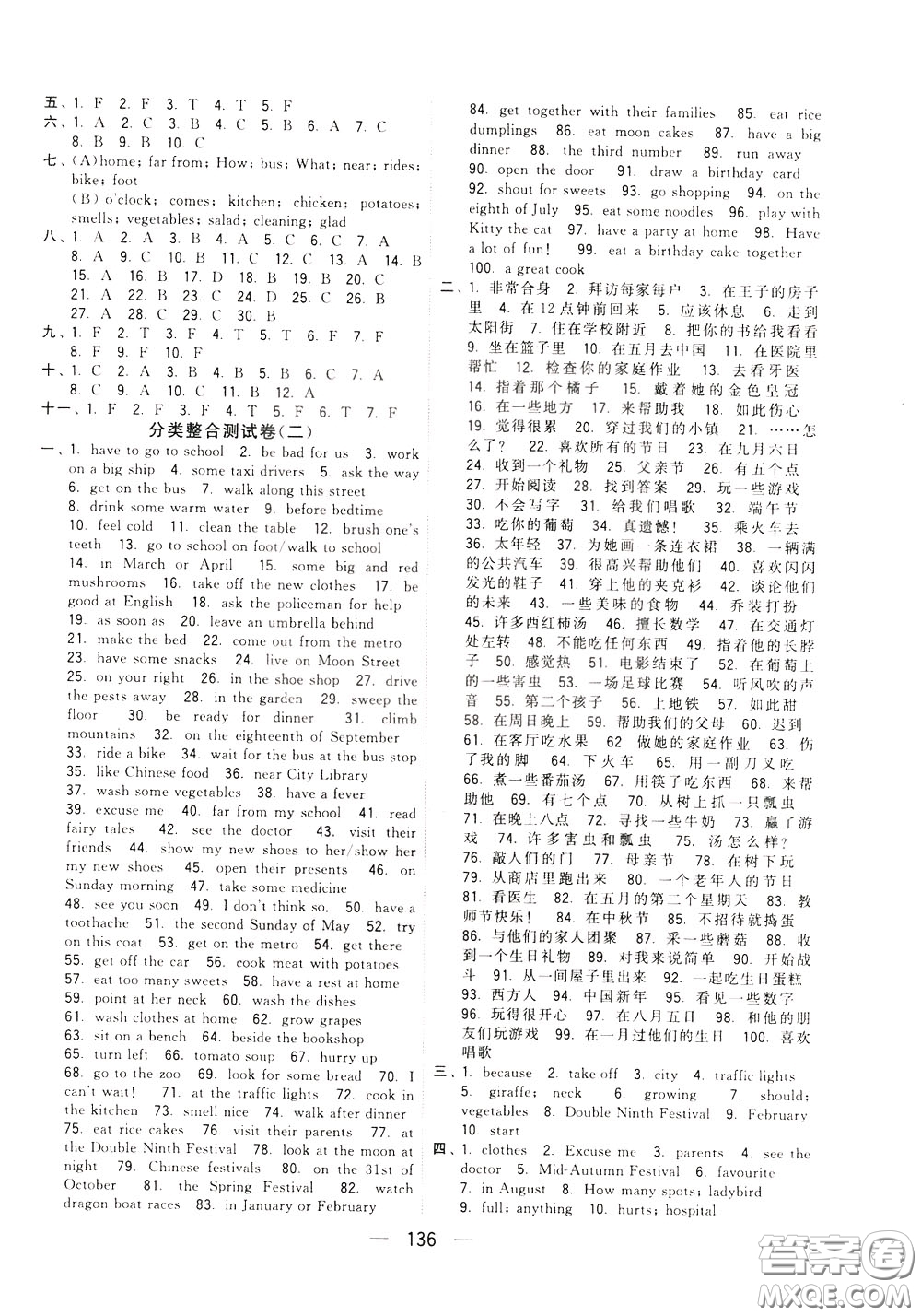 2020年學(xué)霸提優(yōu)大試卷單元月考英語五年級(jí)下冊(cè)江蘇專用參考答案