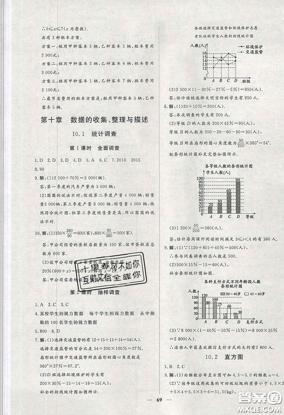 2020年習(xí)題e百課時訓(xùn)練七年級數(shù)學(xué)下冊人教版答案