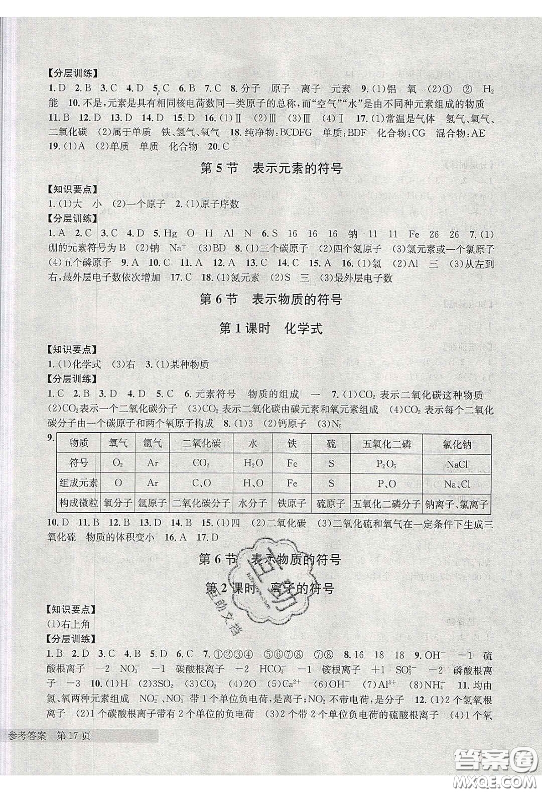 2020年習(xí)題e百課時訓(xùn)練八年級科學(xué)下冊浙教版答案