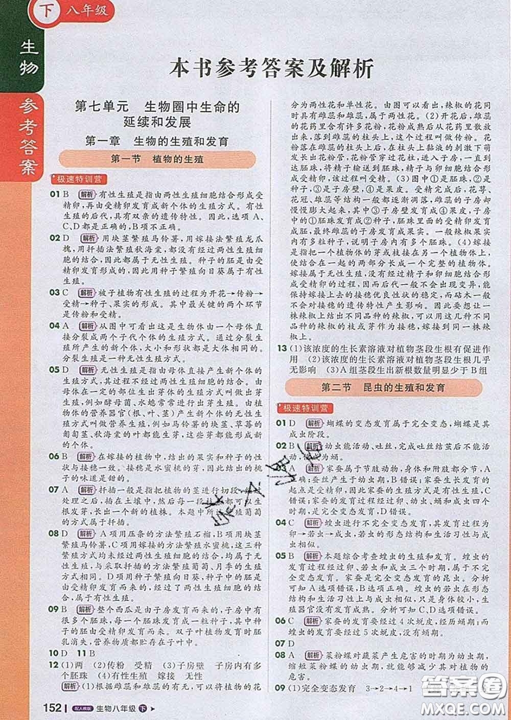 1加1輕巧奪冠課堂直播2020新版八年級生物下冊人教版答案