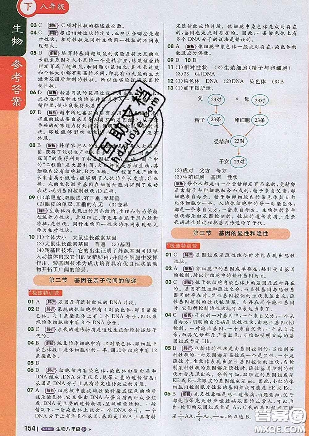 1加1輕巧奪冠課堂直播2020新版八年級生物下冊人教版答案