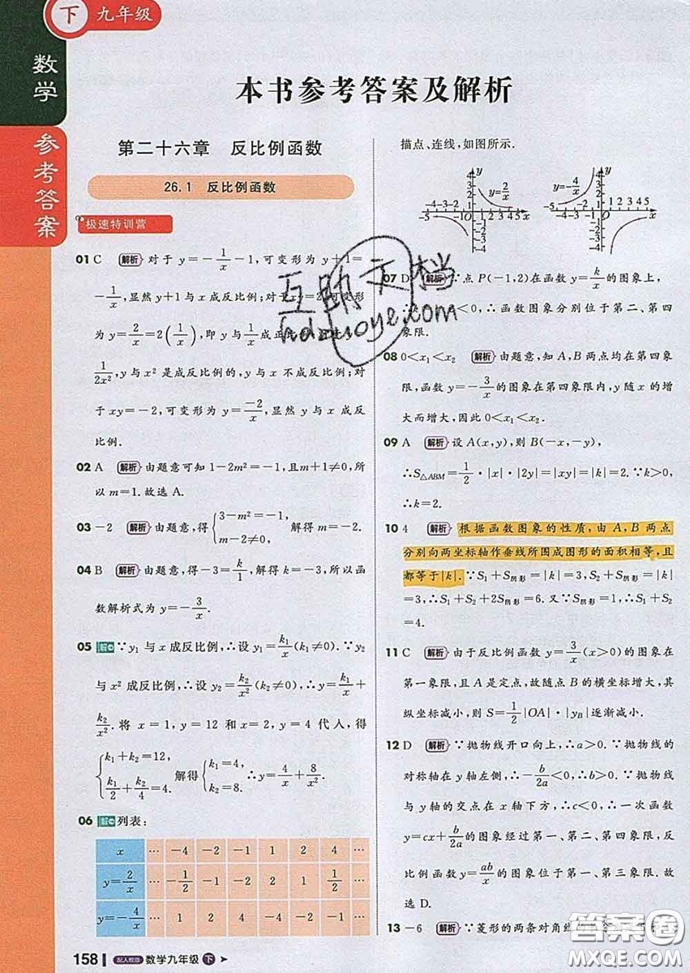 1加1輕巧奪冠課堂直播2020新版九年級數學下冊人教版答案
