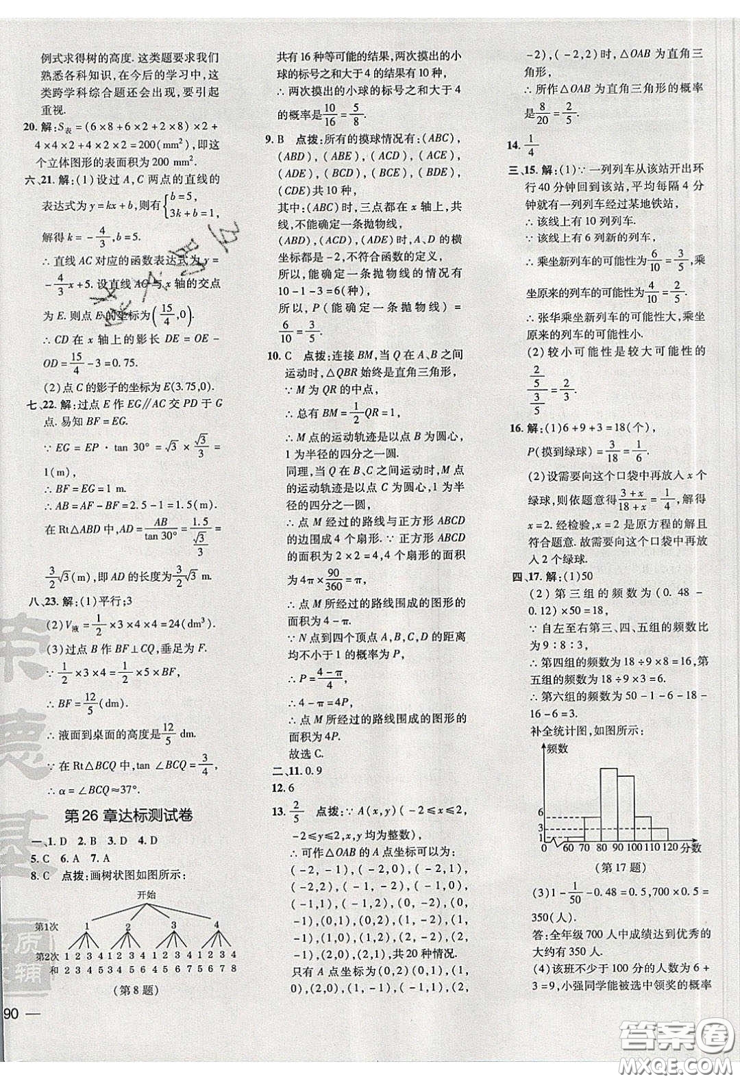 安徽教育出版社2020榮德基點(diǎn)撥訓(xùn)練九年級(jí)數(shù)學(xué)下冊(cè)滬科版安徽專(zhuān)版答案