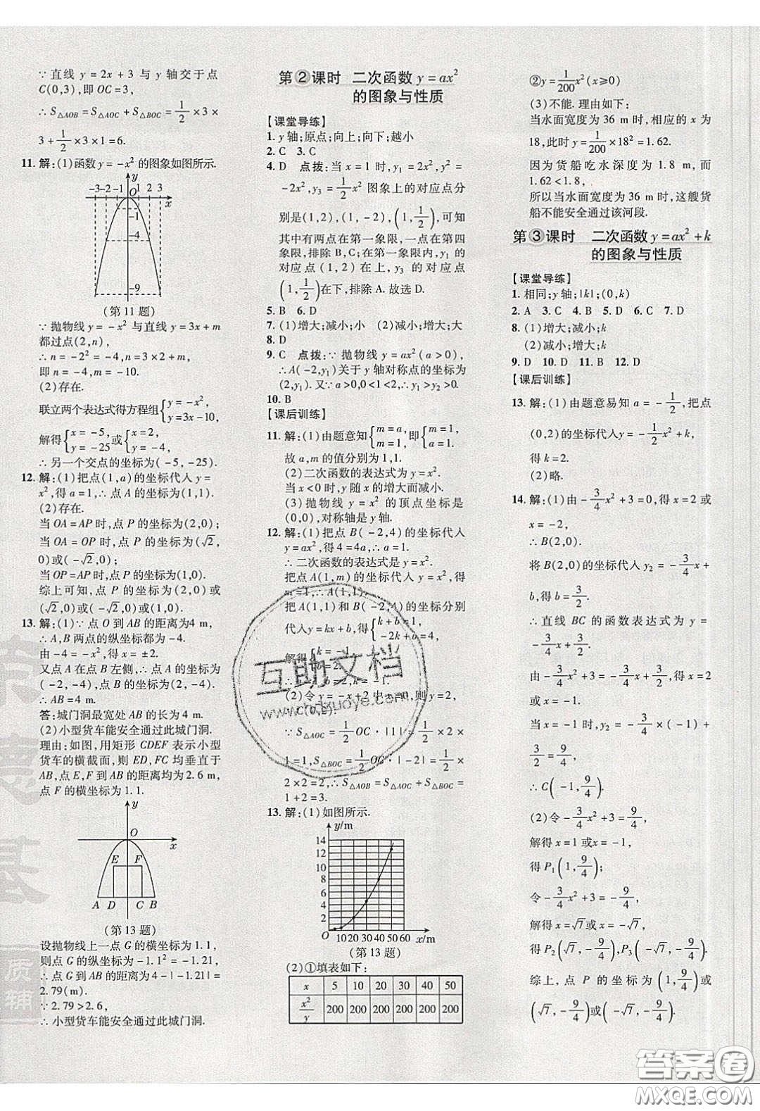 2020榮德基點撥訓練九年級數學下冊北師大版答案