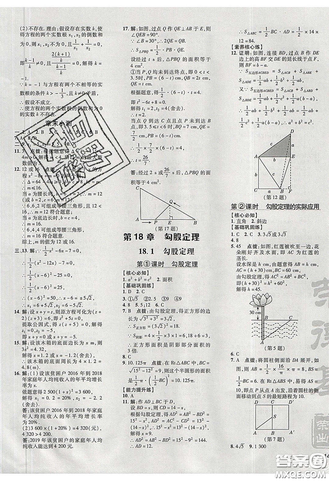 2020榮德基點撥訓(xùn)練八年級數(shù)學(xué)下冊滬科版安徽專用版答案