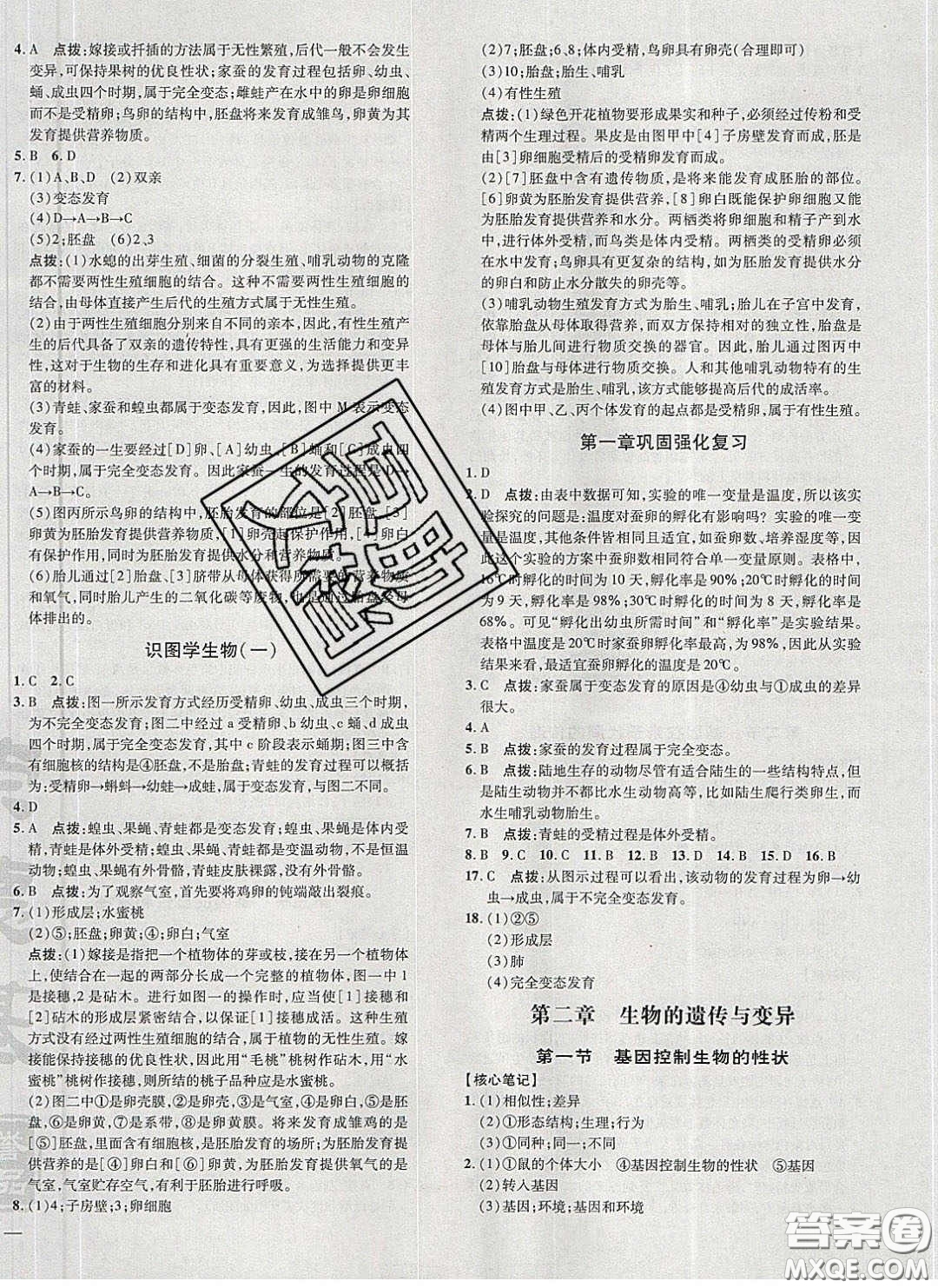 2020榮德基點(diǎn)撥訓(xùn)練八年級生物下冊人教版答案