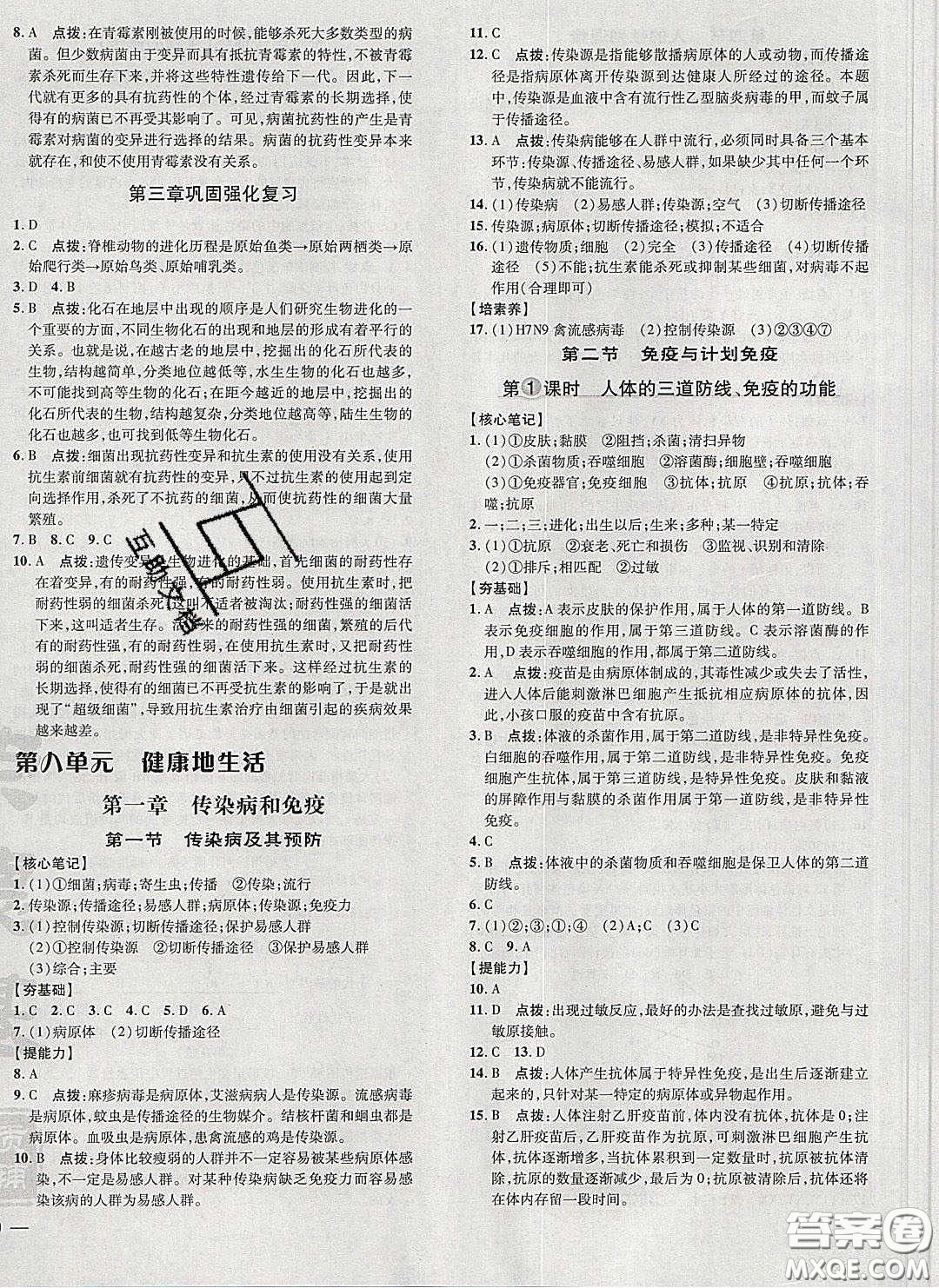 2020榮德基點(diǎn)撥訓(xùn)練八年級生物下冊人教版答案