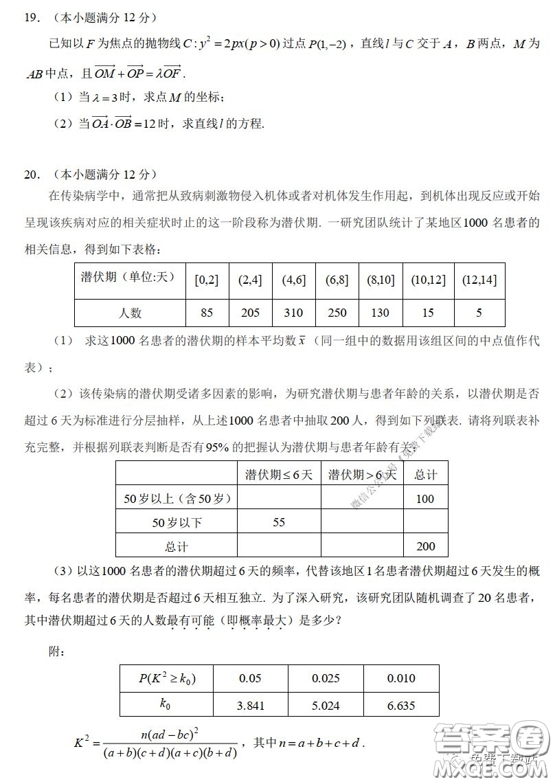 2020年深圳市普通高中高三年級(jí)線上統(tǒng)一測(cè)試?yán)砜茢?shù)學(xué)試題及答案