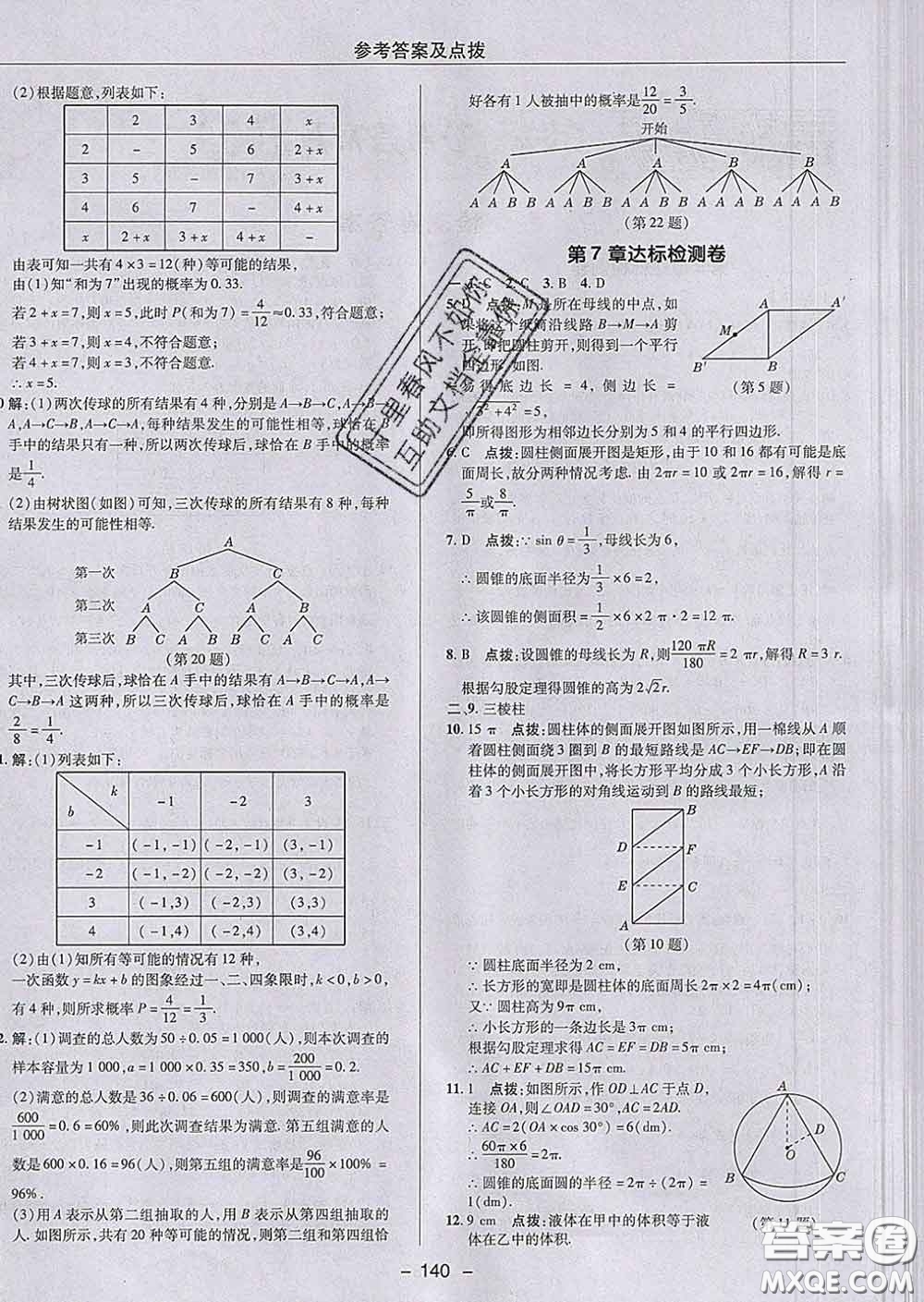 2020春綜合應(yīng)用創(chuàng)新題典中點九年級數(shù)學(xué)下冊青島版答案