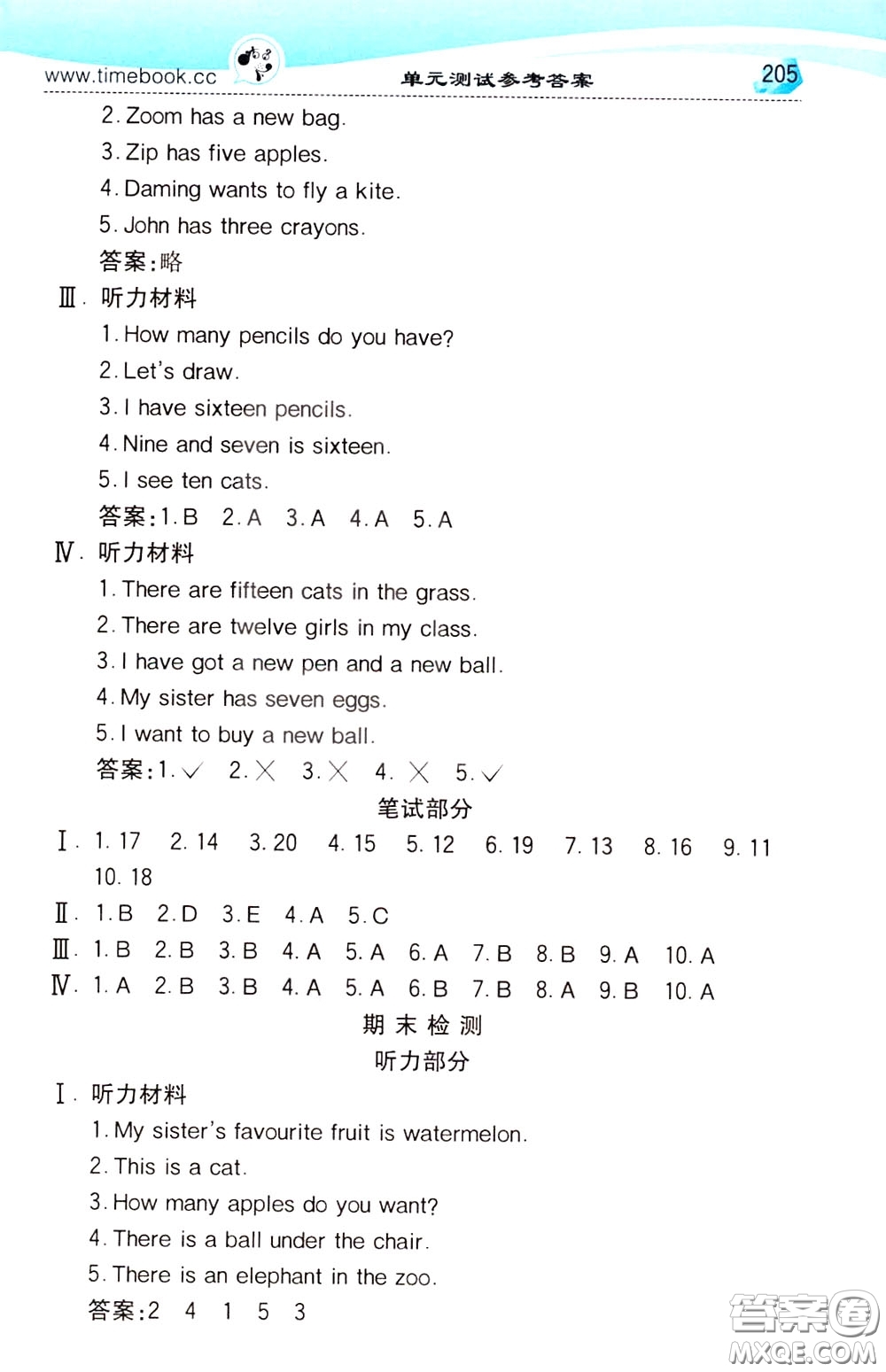 2020年小學(xué)創(chuàng)新一點(diǎn)通英語(yǔ)三年級(jí)下冊(cè)人教版參考答案