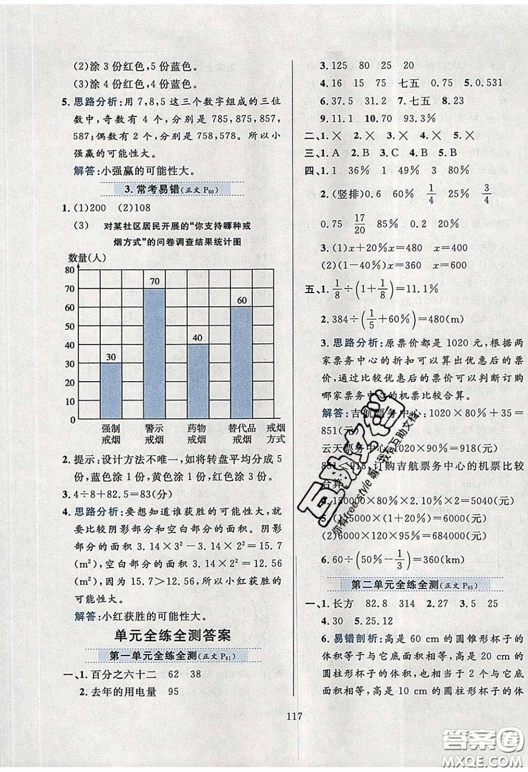 2020年小學教材全練六年級數(shù)學下冊西師大版答案