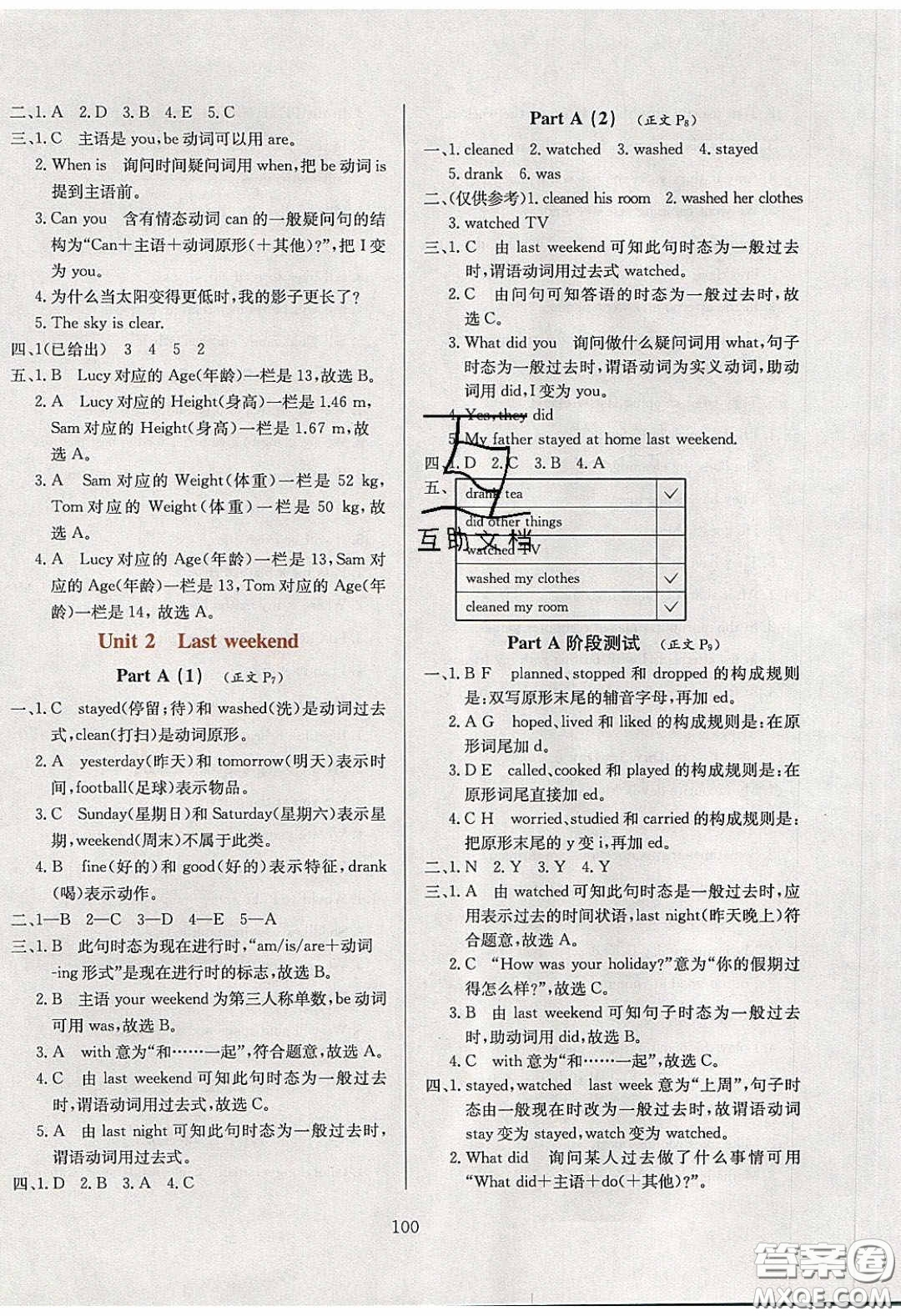 2020年小學(xué)教材全練六年級(jí)英語(yǔ)下冊(cè)人教PEP版答案