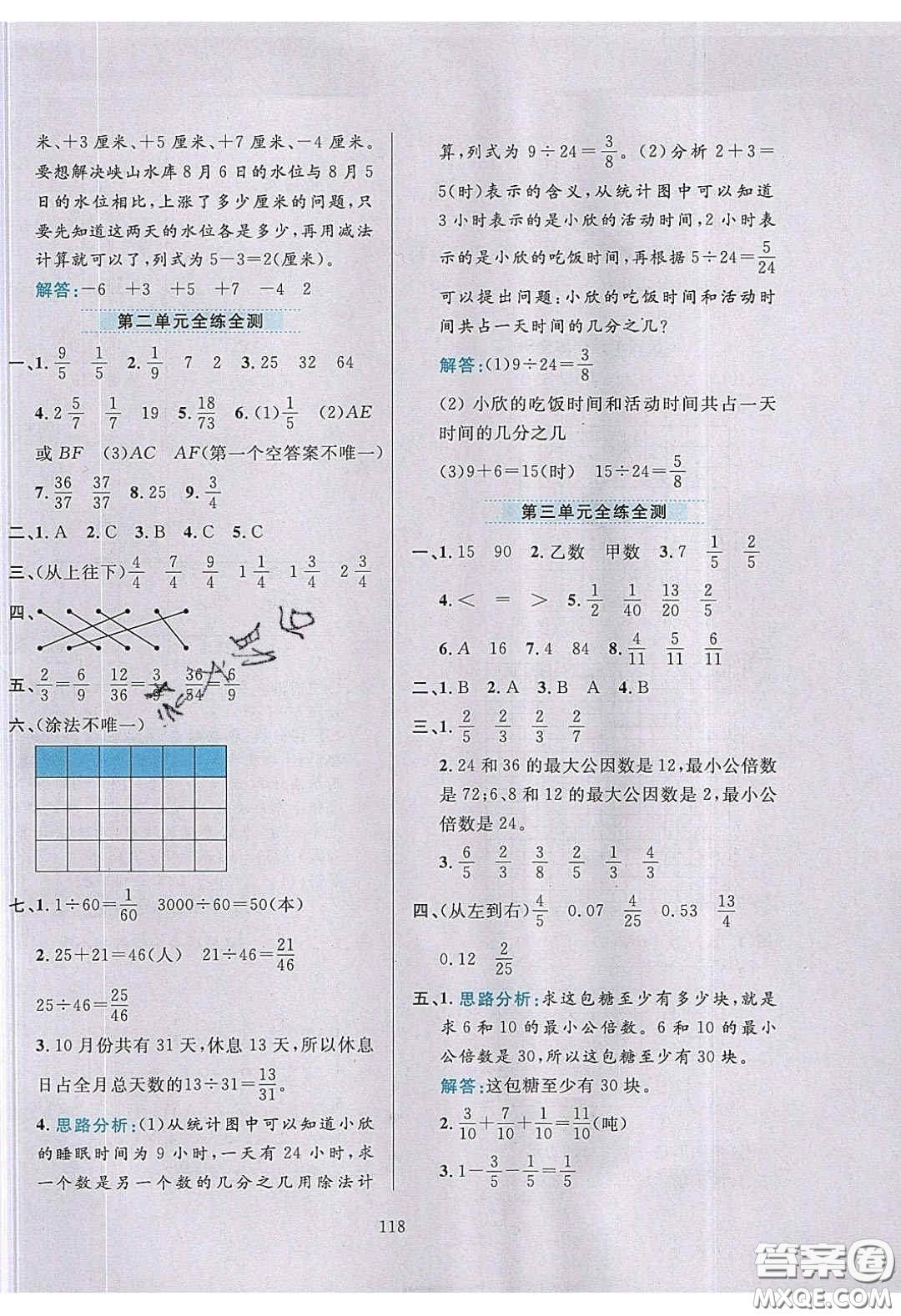 2020年小學(xué)教材全練五年級(jí)數(shù)學(xué)下冊(cè)青島版答案