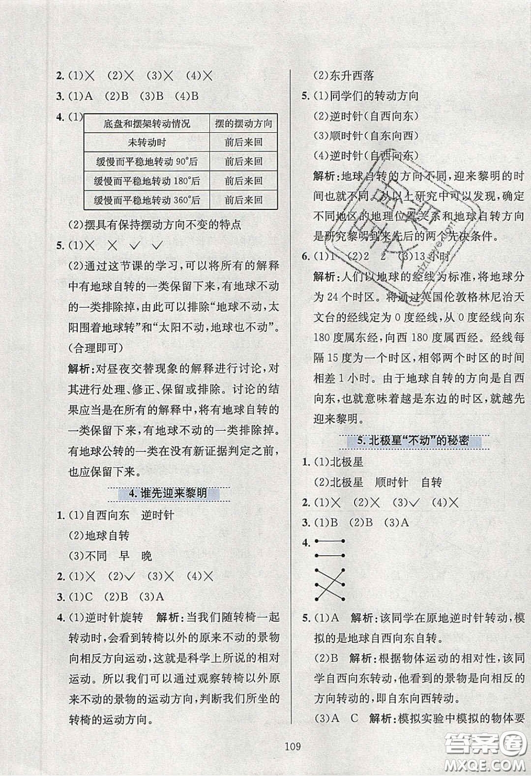 2020年小學(xué)教材全練五年級(jí)科學(xué)下冊(cè)教科版答案