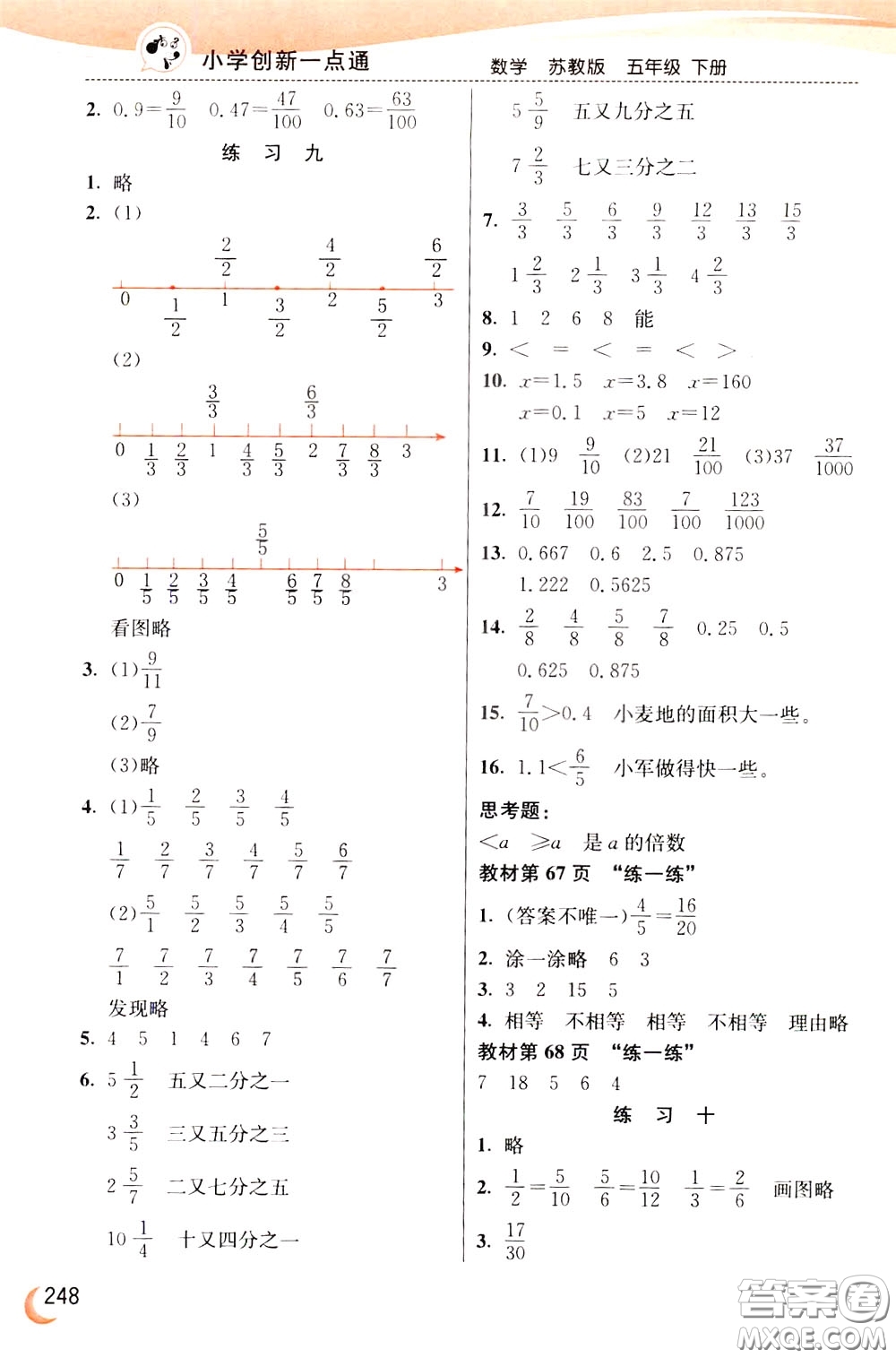 2020年小學(xué)創(chuàng)新一點(diǎn)通數(shù)學(xué)五年級下冊蘇教版參考答案