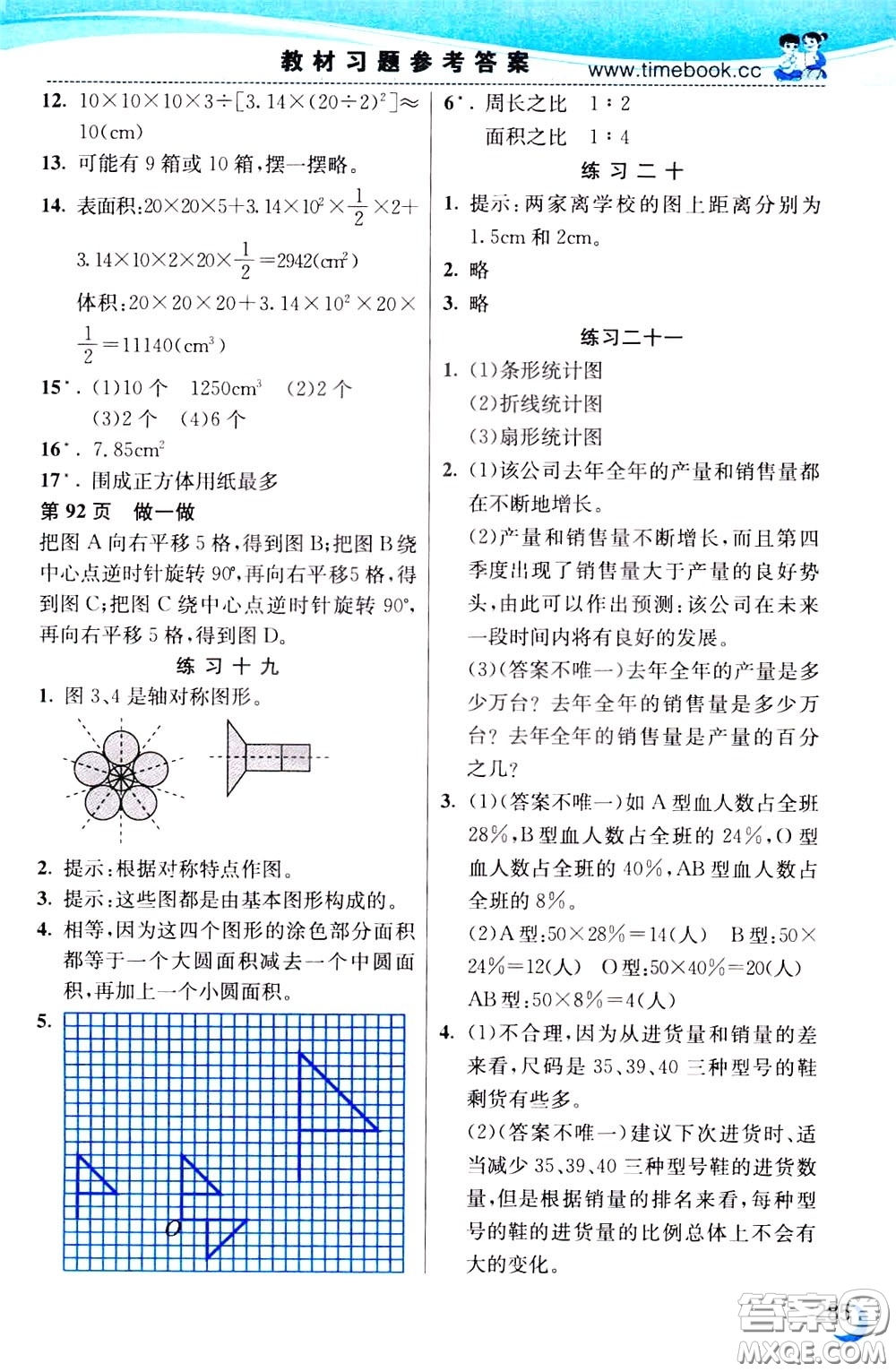 2020年小學(xué)創(chuàng)新一點通數(shù)學(xué)六年級下冊人教版參考答案