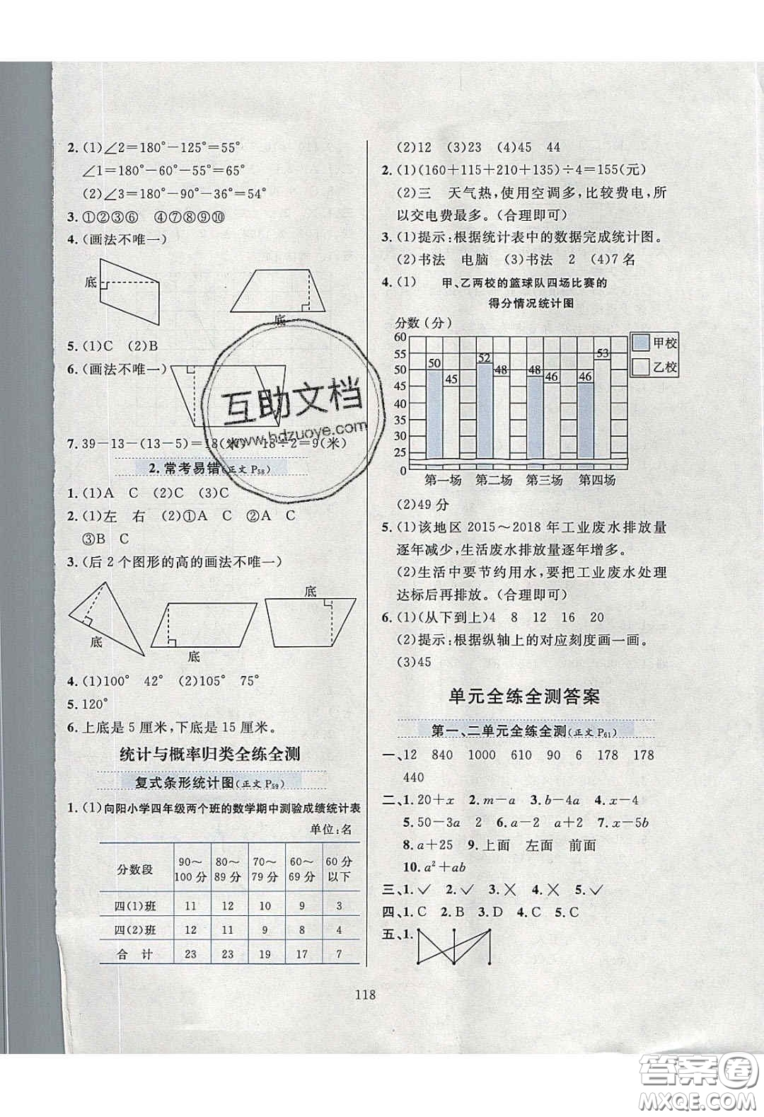 2020年小學(xué)教材全練四年級數(shù)學(xué)下冊冀教版答案