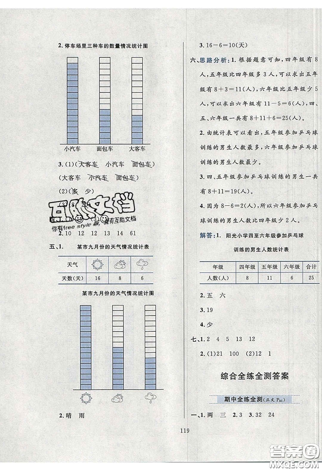 2020年小學(xué)教材全練三年級數(shù)學(xué)下冊西師大版答案