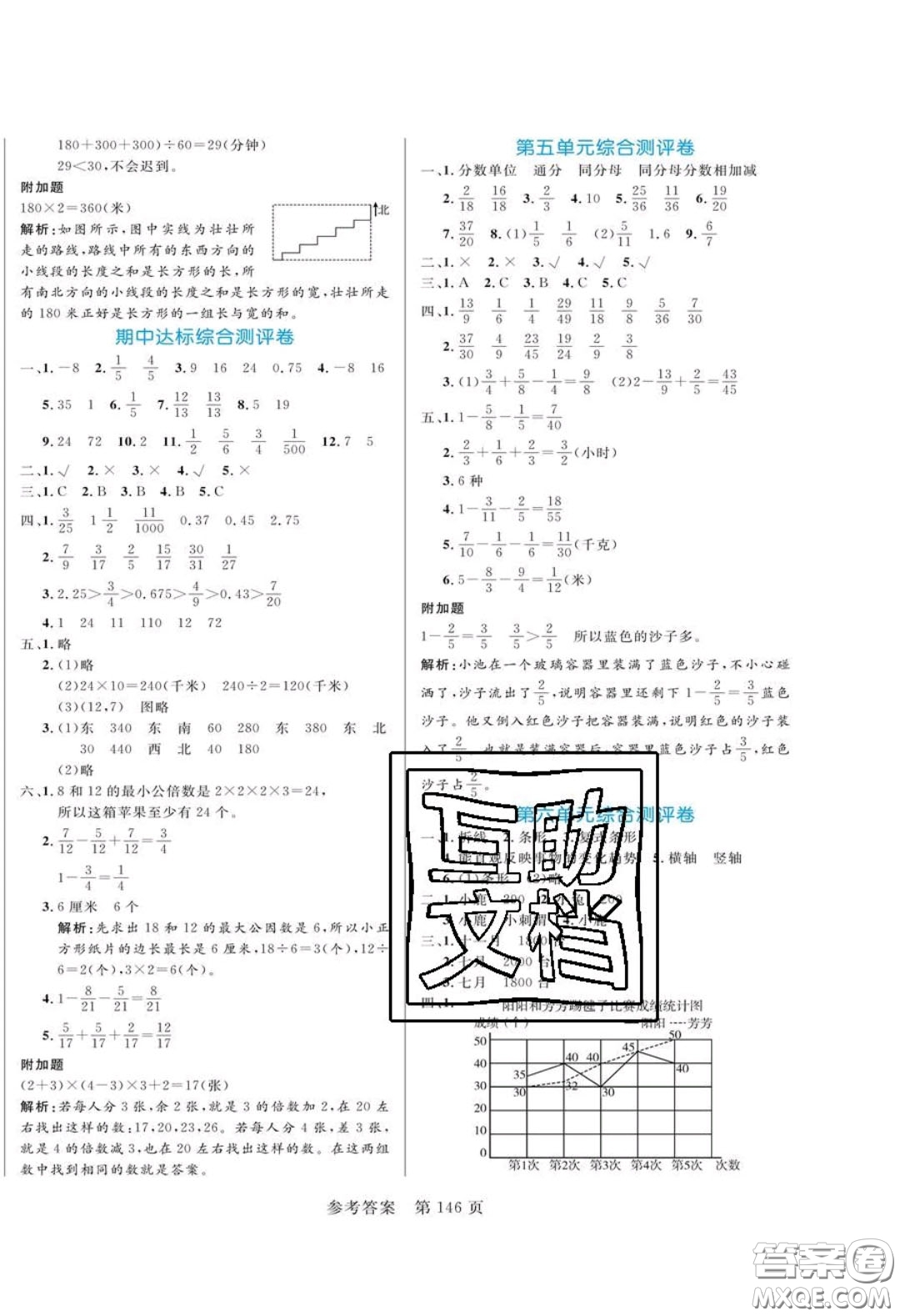 2020年黃岡名師天天練五年級(jí)數(shù)學(xué)下冊青島版六三制答案