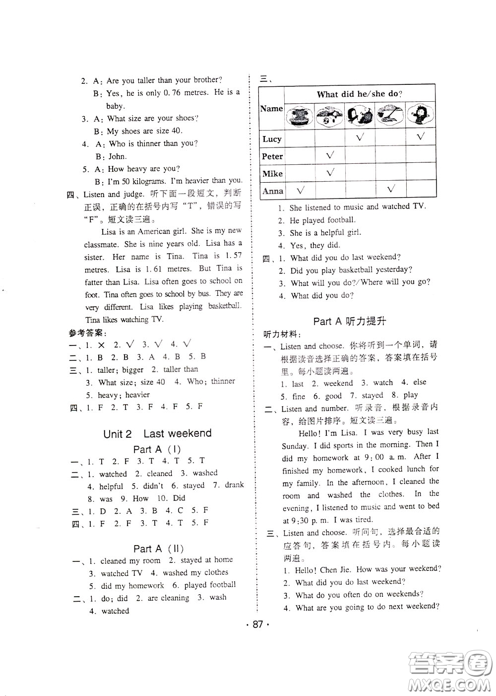 2020年課時(shí)學(xué)練測學(xué)生用書英語六年級(jí)下冊(cè)人教PEP版參考答案