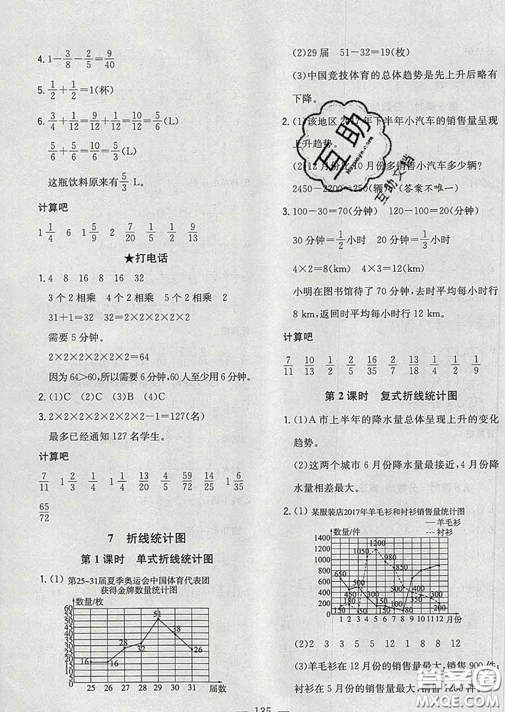 2020新版課時特訓優(yōu)化作業(yè)本五年級數(shù)學下冊人教版答案