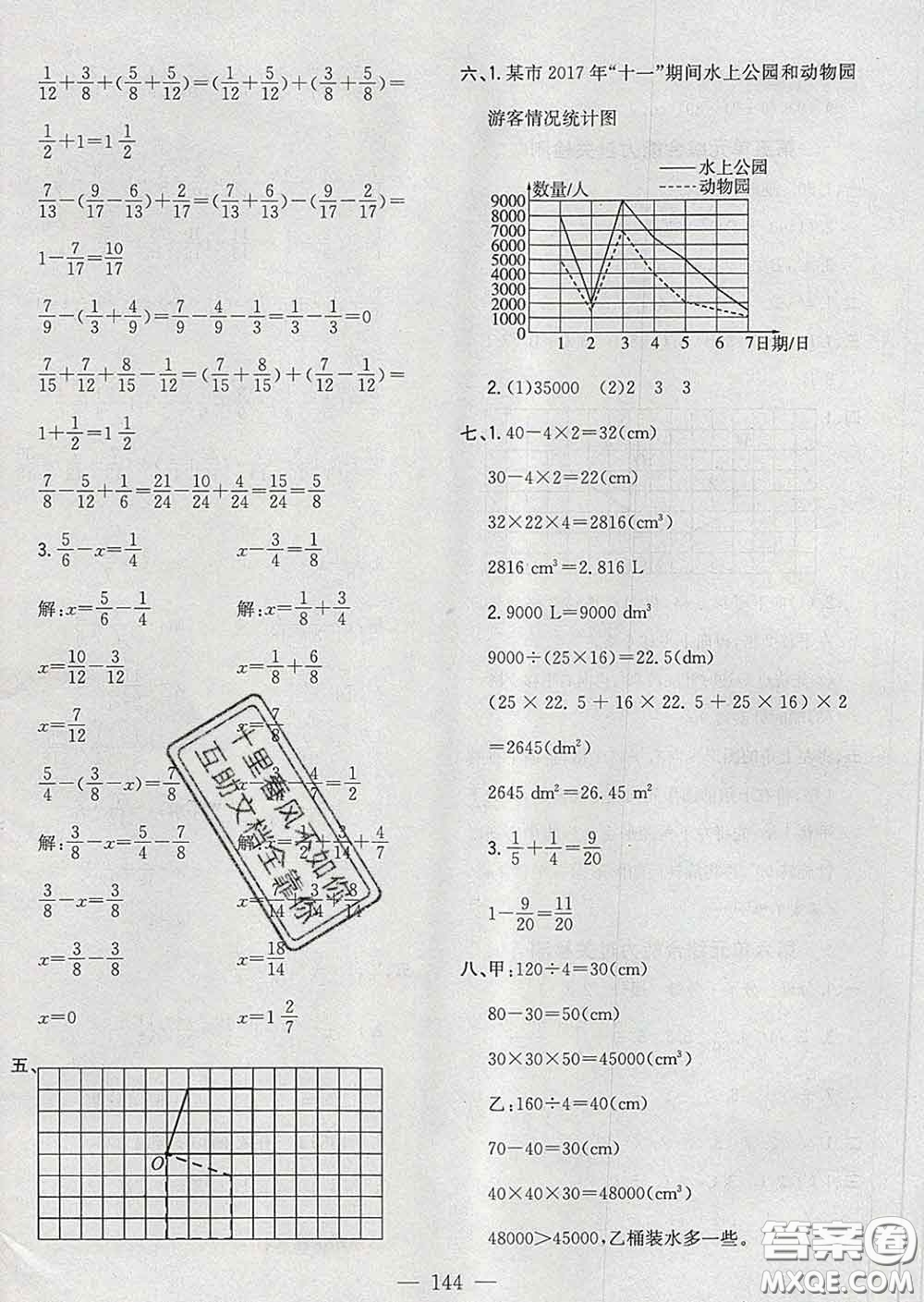 2020新版課時特訓優(yōu)化作業(yè)本五年級數(shù)學下冊人教版答案