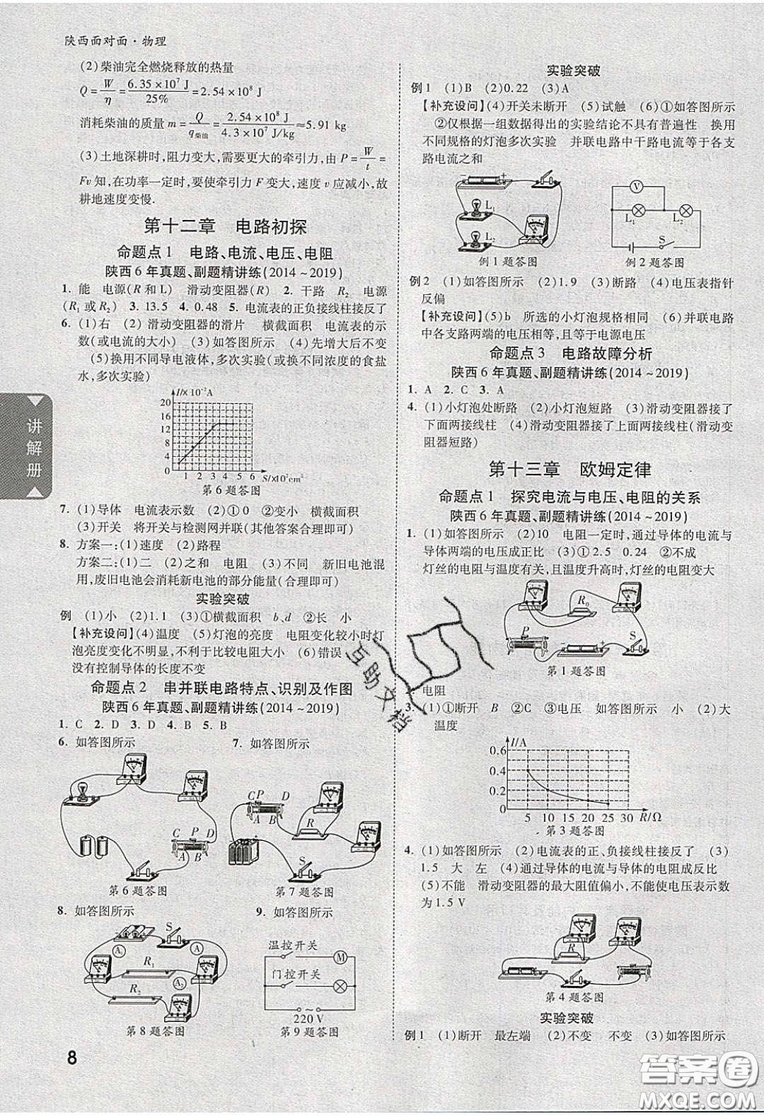 新疆青少年出版社2020陜西中考面對(duì)面物理人教版答案