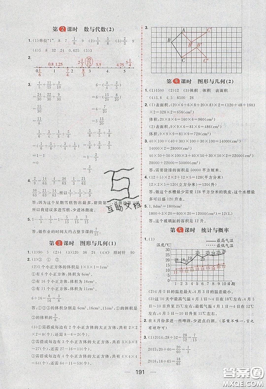 2020年核心素養(yǎng)天天練五年級數(shù)學(xué)下冊人教版答案