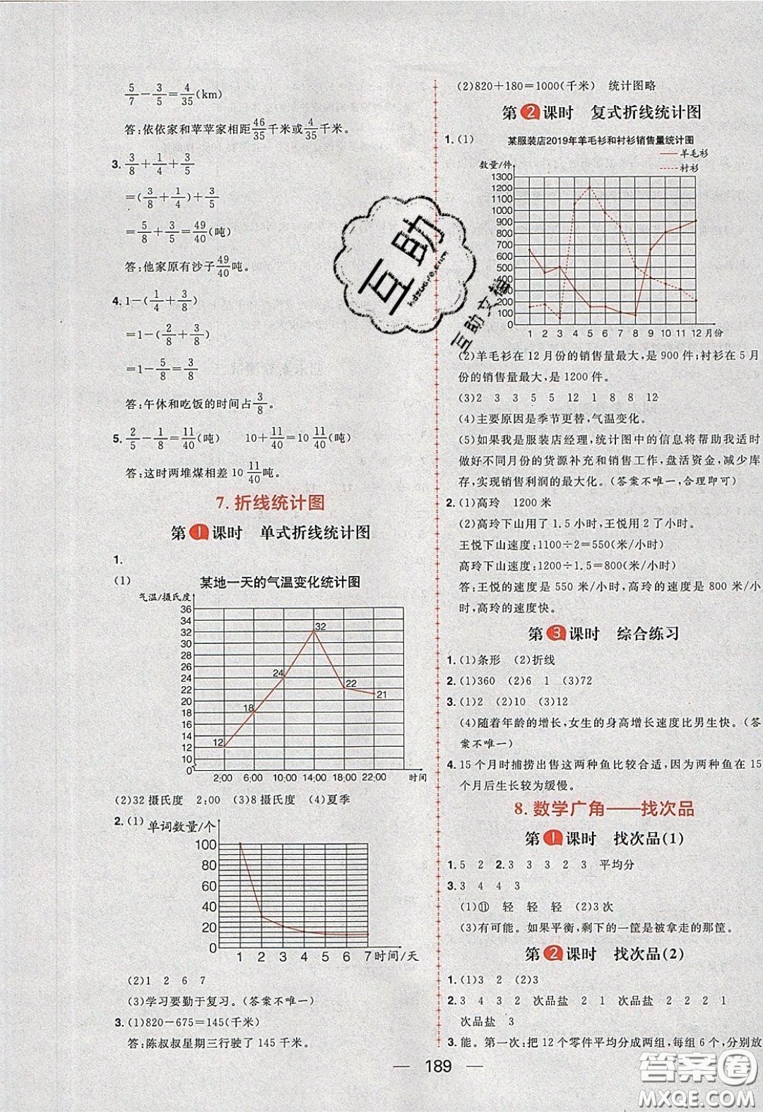 2020年核心素養(yǎng)天天練五年級數(shù)學(xué)下冊人教版答案