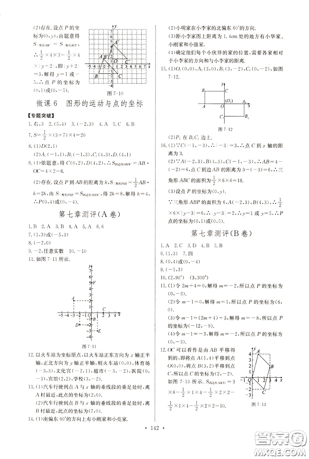 2020年長(zhǎng)江全能學(xué)案同步練習(xí)冊(cè)數(shù)學(xué)七年級(jí)下冊(cè)人教版參考答案