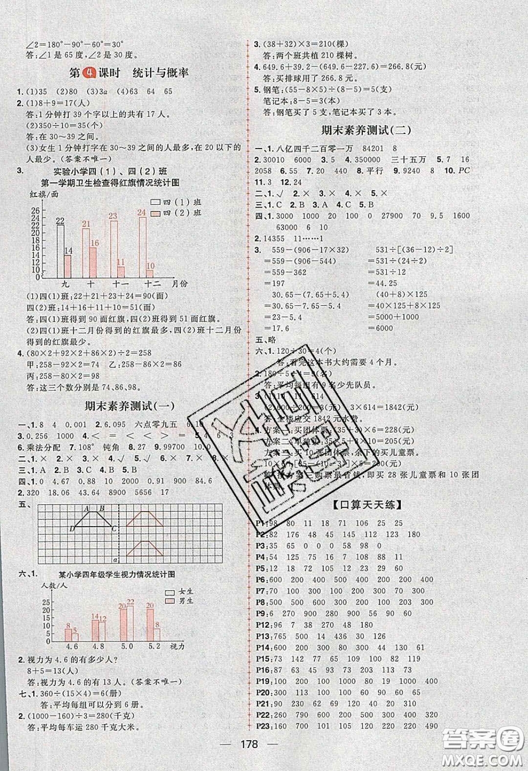 2020年核心素養(yǎng)天天練四年級(jí)數(shù)學(xué)下冊(cè)人教版答案
