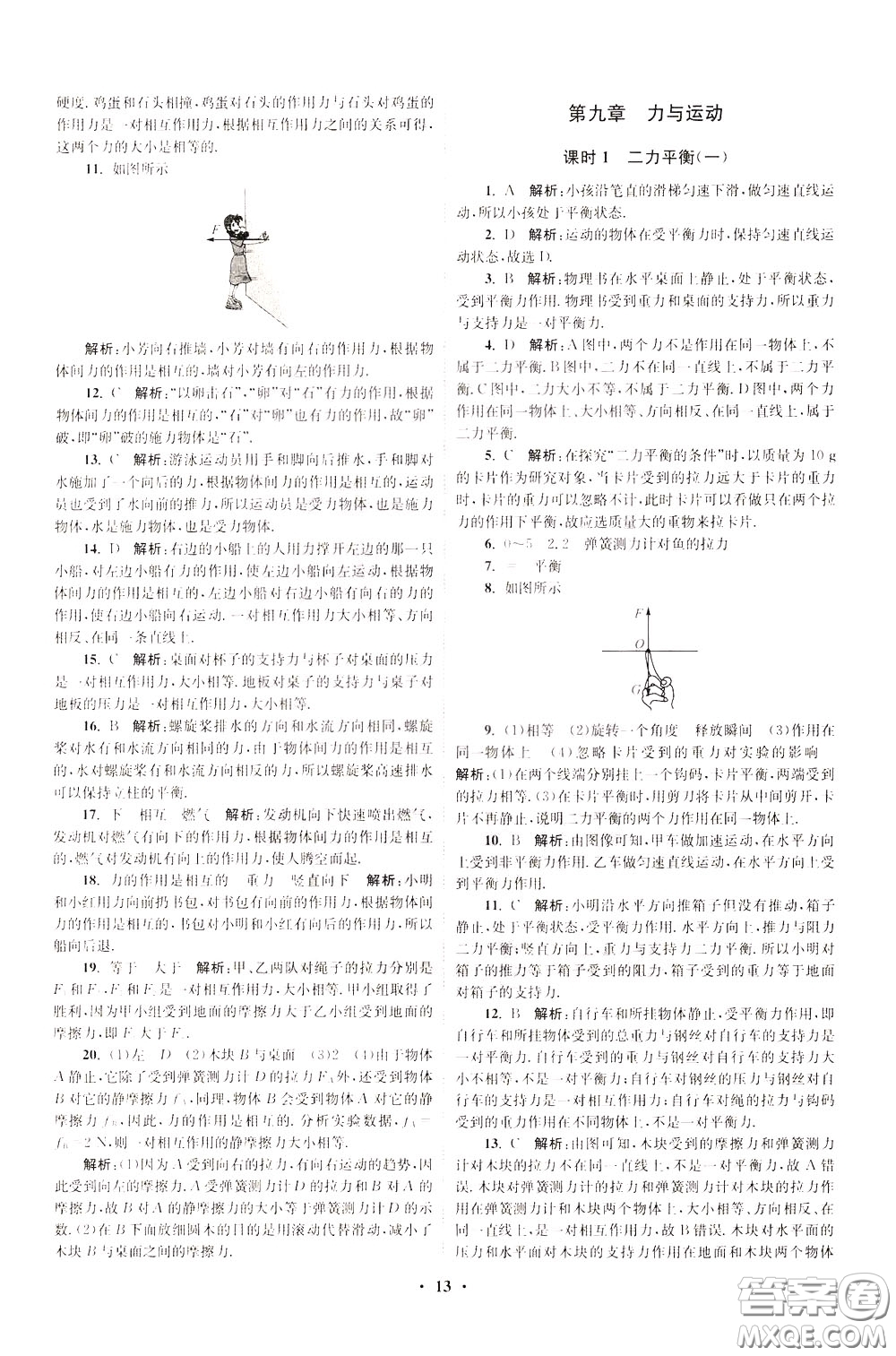 2020年初中物理小題狂做提優(yōu)版八年級(jí)下冊(cè)蘇科版參考答案