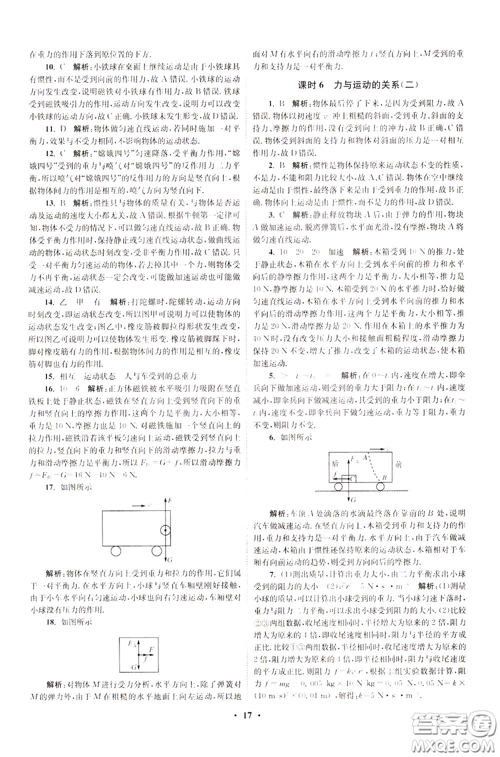 2020年初中物理小題狂做提優(yōu)版八年級(jí)下冊(cè)蘇科版參考答案