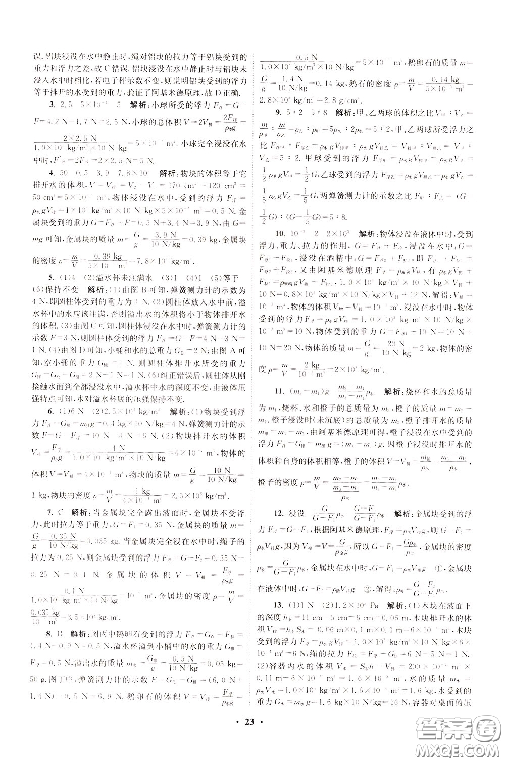 2020年初中物理小題狂做提優(yōu)版八年級(jí)下冊(cè)蘇科版參考答案