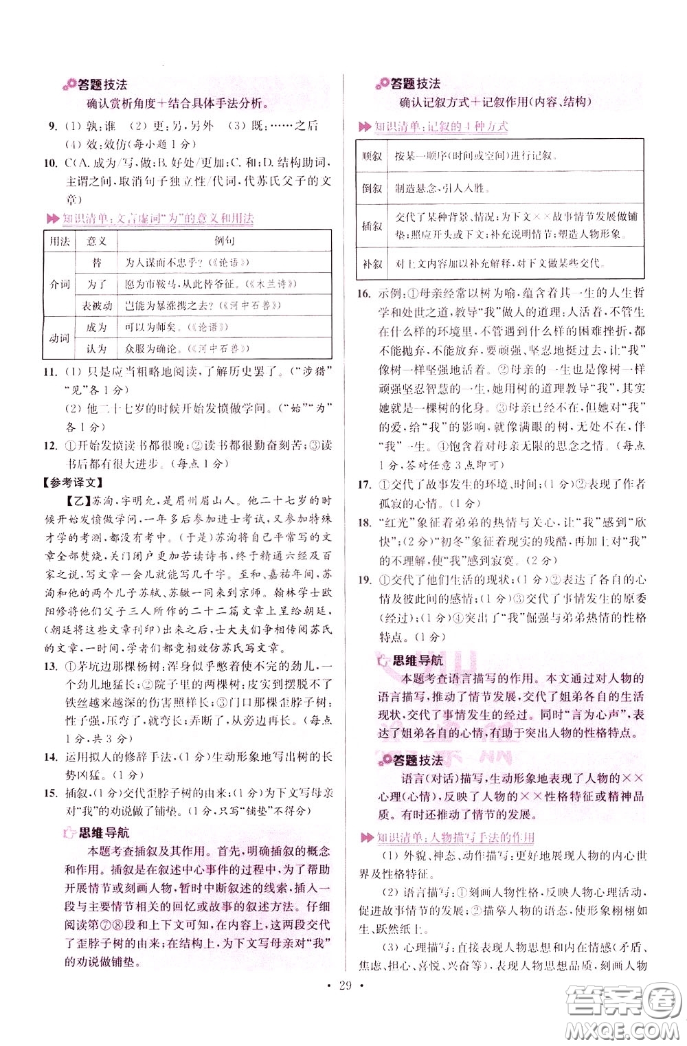 2020年初中語(yǔ)文小題狂做提優(yōu)版七年級(jí)下冊(cè)參考答案