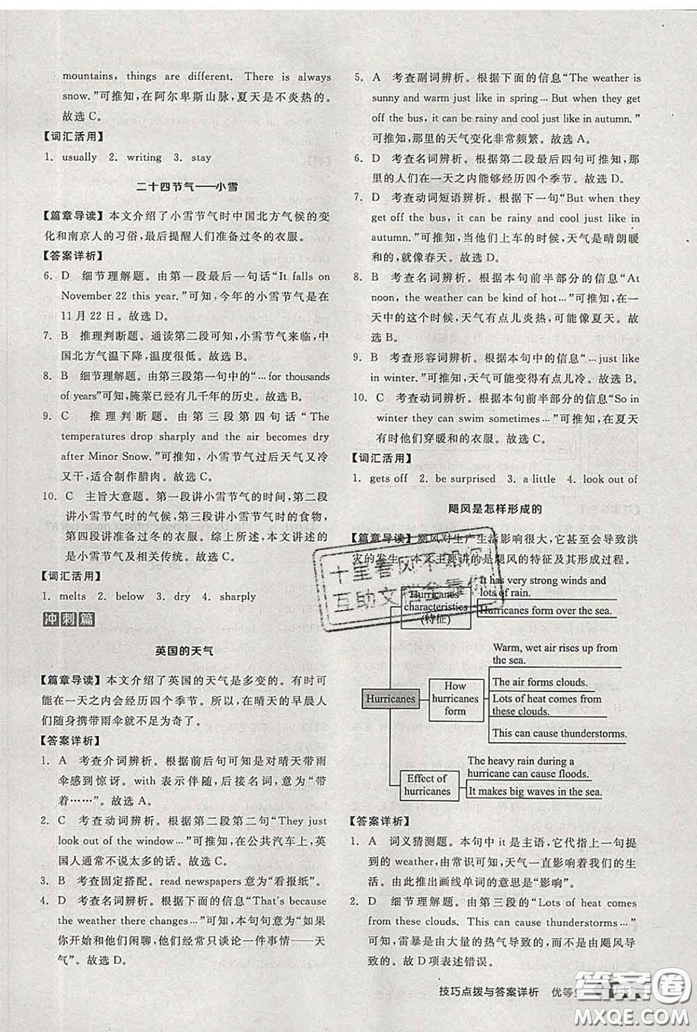 陽光出版社2020春全品優(yōu)等生七年級(jí)英語下冊(cè)人教版答案