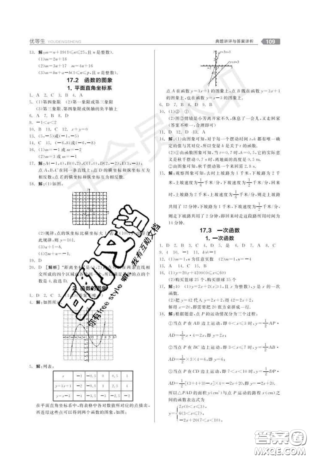 陽(yáng)光出版社2020春全品優(yōu)等生八年級(jí)數(shù)學(xué)下冊(cè)華師版答案