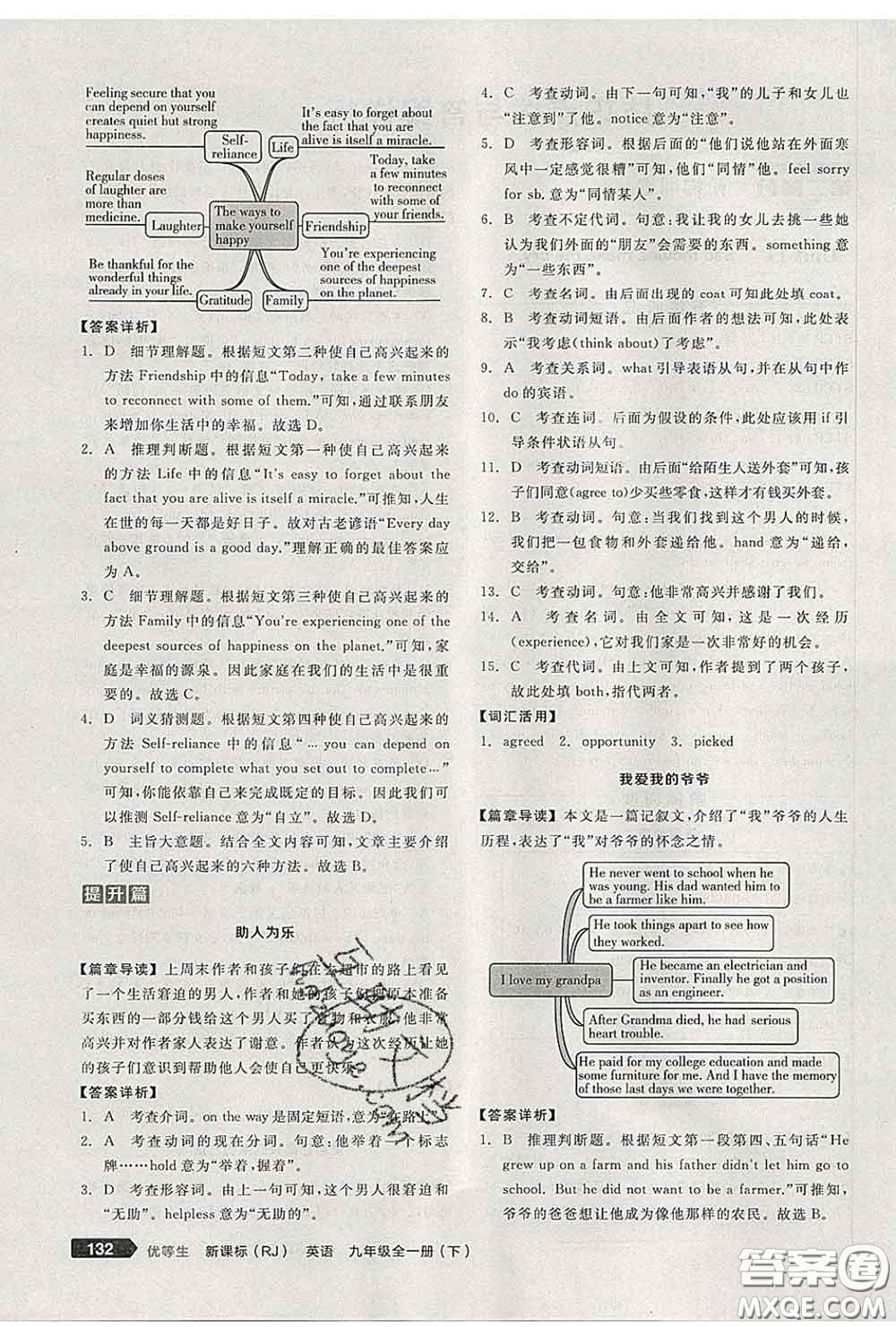 陽光出版社2020春全品優(yōu)等生九年級(jí)英語下冊(cè)人教版答案