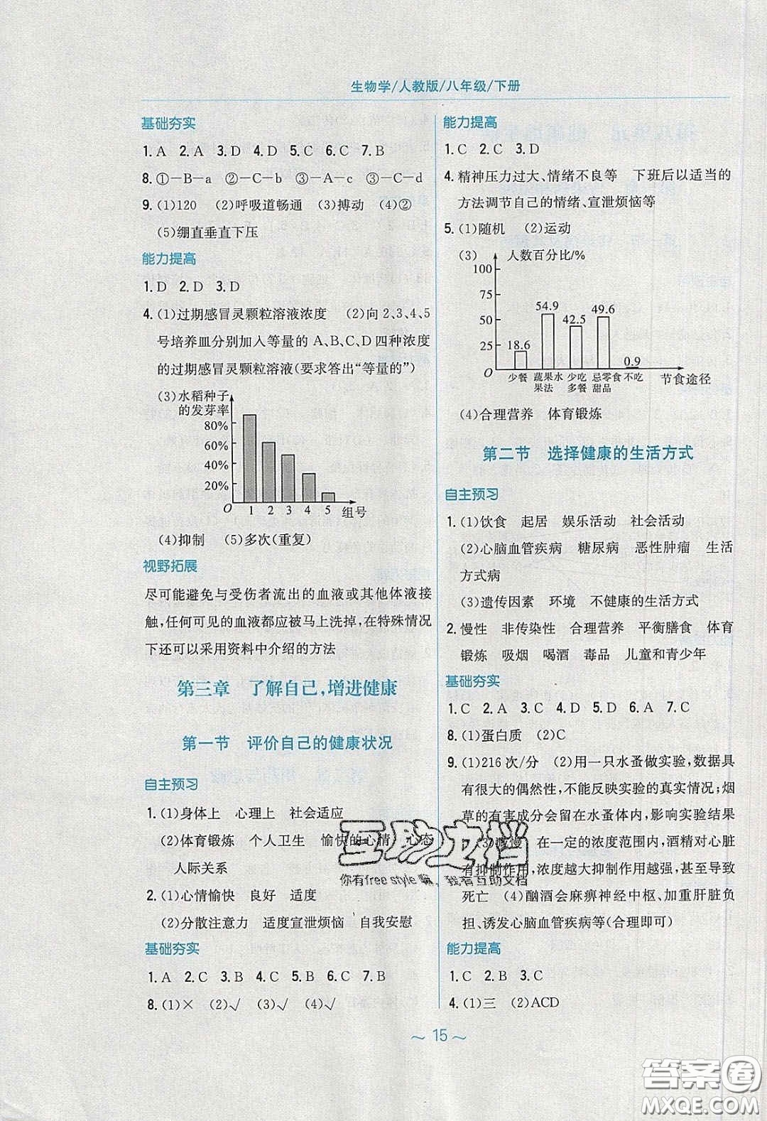 安徽教育出版社2020年新編基礎(chǔ)訓(xùn)練八年級生物學(xué)下冊人教版答案