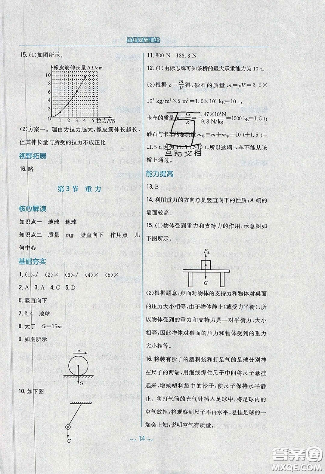 安徽教育出版社2020年新編基礎(chǔ)訓(xùn)練八年級(jí)物理下冊(cè)人教版答案